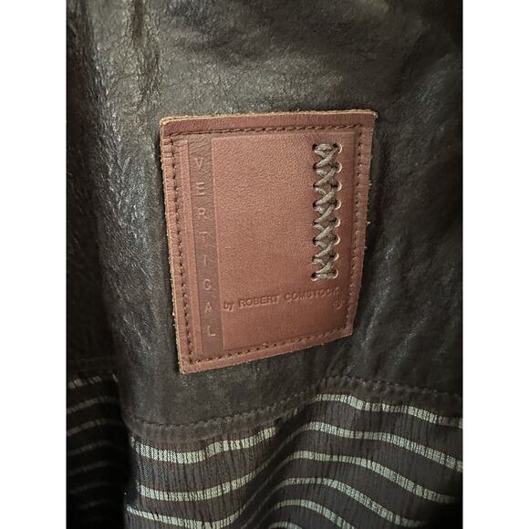 Robert Comstock Vertical Brown Lambskin Leather Jacket Size L - Picture 5 of 12